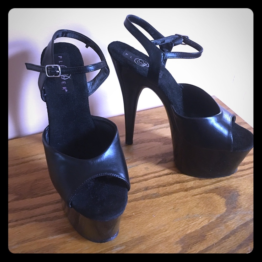 Black Pleaser Platform Heels, Women’s Size 8